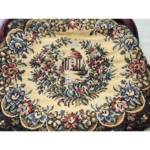 PURSE/MAKUP BAG/CLUTCH-Tapestry-Beige-Black-Snap Closure - Picture 3 of 11